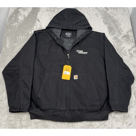 Carhartt Black Canvas Jacket Mens 4XL J130 Hooded Coat Insulated Quilted Logo NW